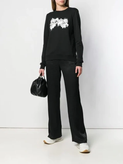 Shop Karl Lagerfeld Orchid Logo Sweater In Black