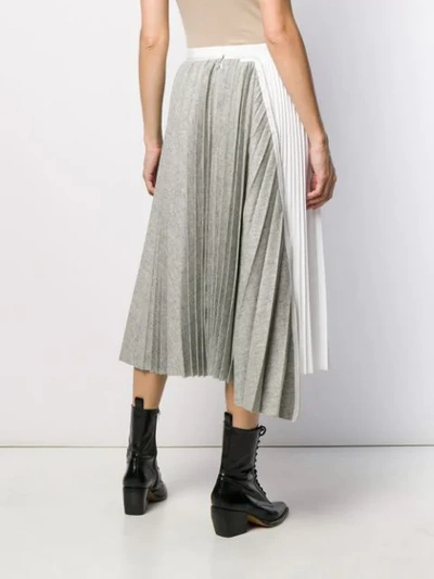Shop Sacai Patchwork Pleated Skirt In Grey