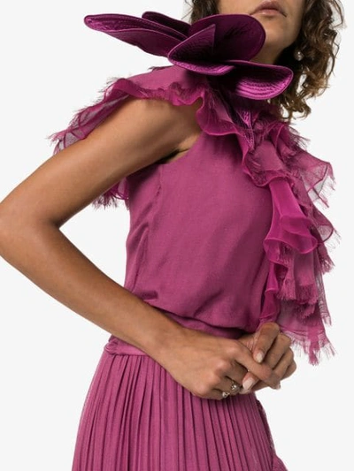 Shop Johanna Ortiz God Of The Night Ruffle Dress In Pink