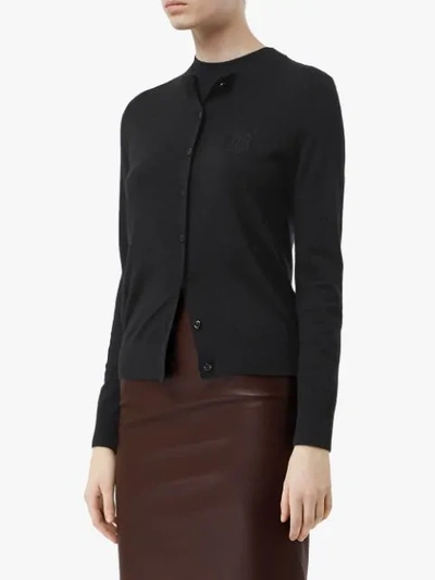 Shop Burberry Monogram Motif Cashmere Cardigan In Black