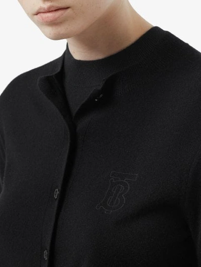 Shop Burberry Monogram Motif Cashmere Cardigan In Black
