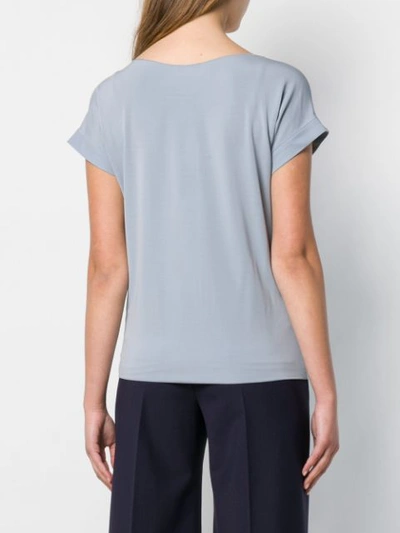 Shop Giorgio Armani Draped Round Neck T In Blue