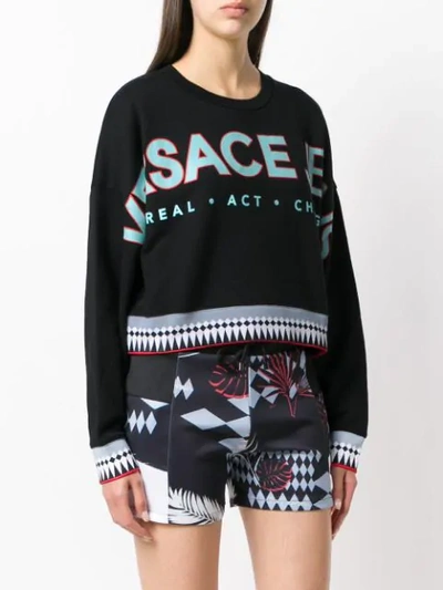 Shop Versace Jeans Logo Patch Sweatshirt In Black