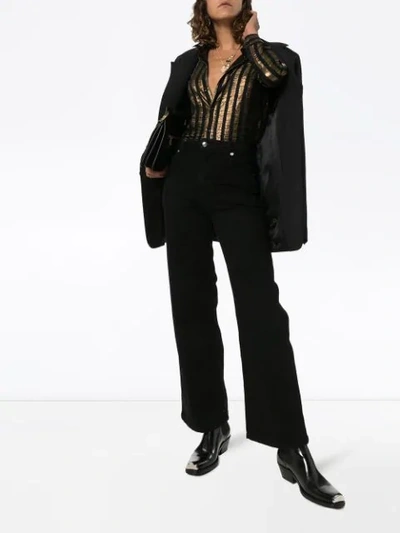 Shop Saint Laurent Vertical-stripe Long-sleeved Shirt In Black