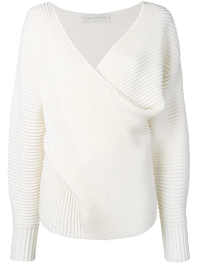 Shop Victoria Victoria Beckham Drape Front Sweater In White