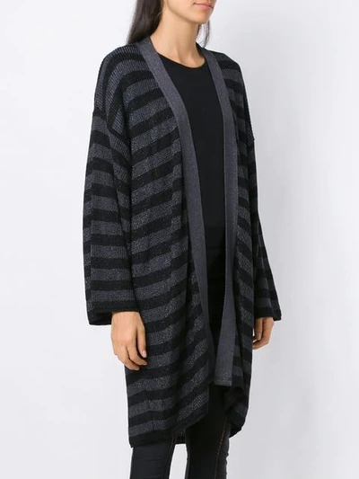 Shop Andrea Bogosian Striped Cardicoat In Black