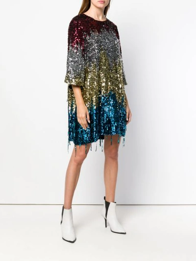 Shop Amen Sequin Tassel Shift Dress In Multicolour