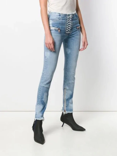 Shop Ben Taverniti Unravel Project Lace Up Skinny Jeans In Blue