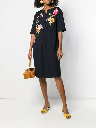 Shop Etro Embroidered Flower Dress In Black