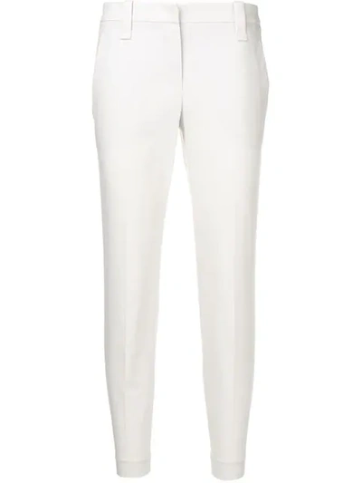 Shop Brunello Cucinelli Cropped Skinny-fit Trousers In Neutrals