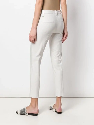 Shop Brunello Cucinelli Cropped Skinny-fit Trousers In Neutrals