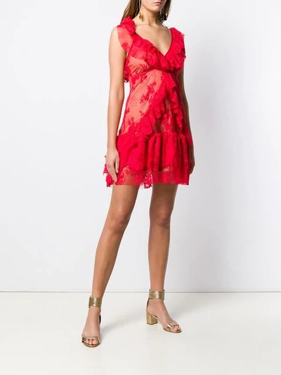 Shop Aniye By Ruffle Trim Floral Lace Dress In Red