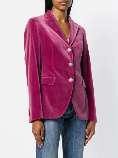 Shop Tagliatore Velvet Fitted Blazer - Pink