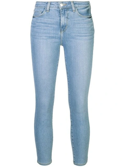Shop L Agence Margot Cropped Jeans In Blue