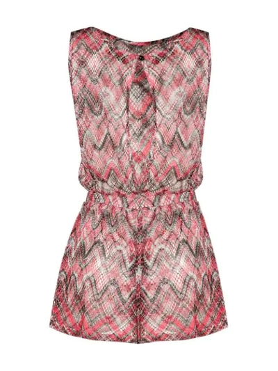 Shop Missoni Chevron Knit Beach Playsuit In Red