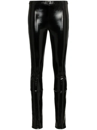 Shop Haider Ackermann Stretch Patent Leather-coated Cotton Leggings In Black