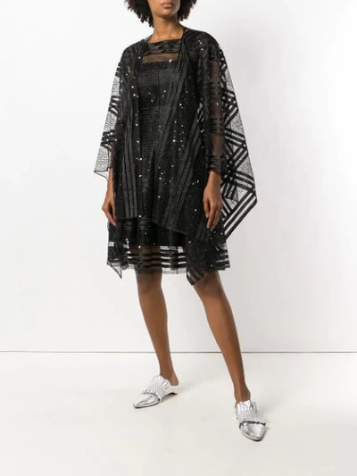 Shop Talbot Runhof Sheer Embellished Poncho In 999 (black)