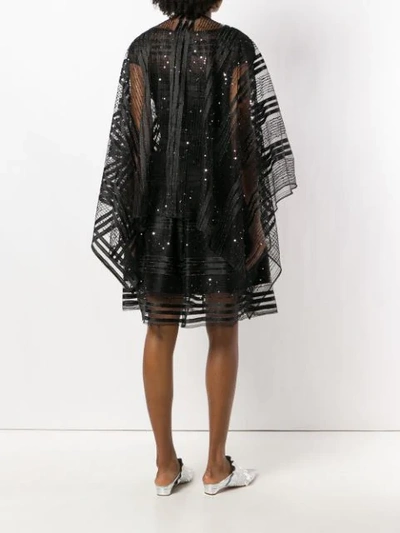 Shop Talbot Runhof Sheer Embellished Poncho In 999 (black)