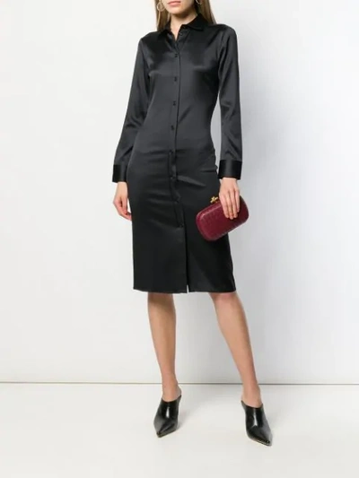 Shop Bottega Veneta Fitted Shirt Dress In Black