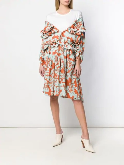 Shop Act N°1 Layered Floral Print Dress In White