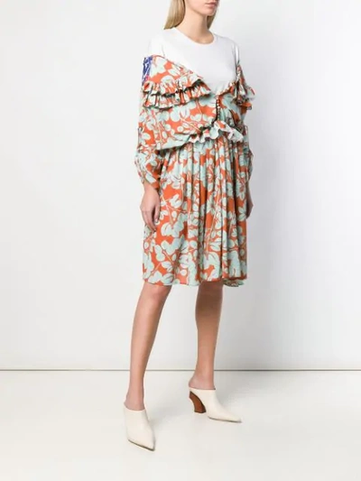 ACT N°1 LAYERED FLORAL PRINT DRESS - 白色