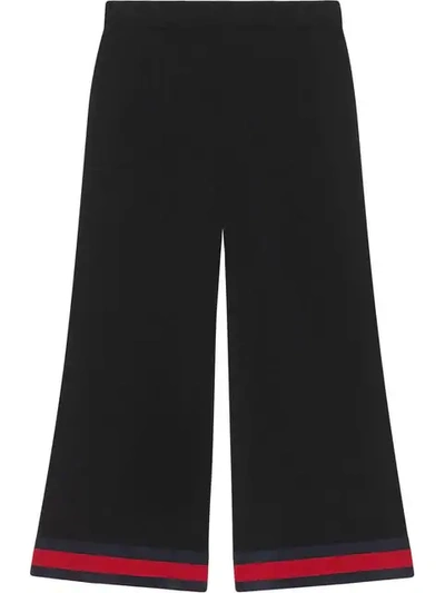 Shop Gucci Web Trim Culotte Trousers In Black