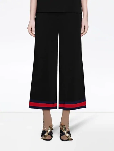 Shop Gucci Web Trim Culotte Trousers In Black