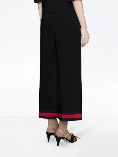 Shop Gucci Web Trim Culotte Trousers In Black