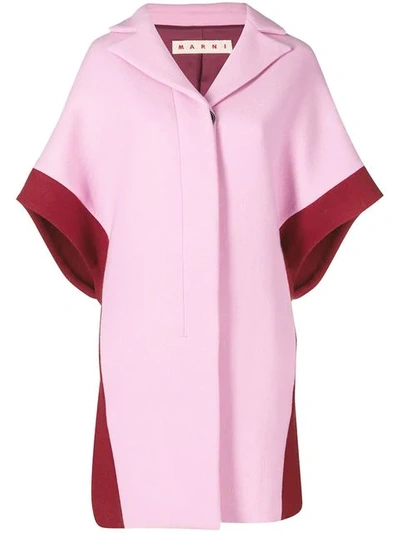 Shop Marni Contrast Short-sleeve Coat In Pink