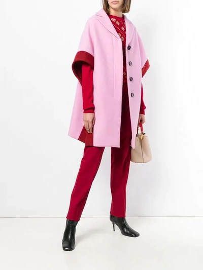 Shop Marni Contrast Short-sleeve Coat In Pink