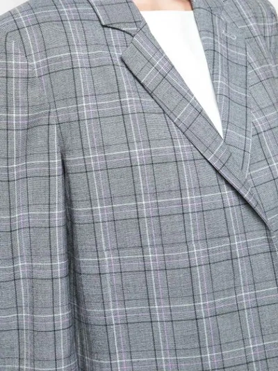 Shop Tibi James Check Cropped Blazer In Grey