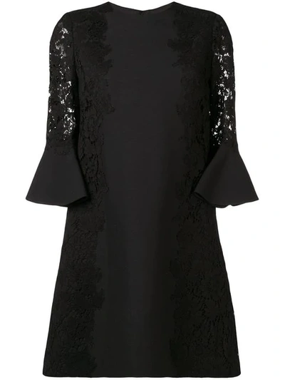 Shop Valentino Heavy Lace Dress In 0no Black