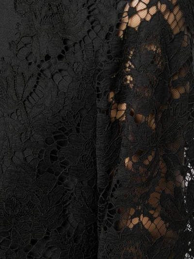 Valentino Jewel-neck 3/4 Flutter Cuff Crepe Couture Dress In 0no Black