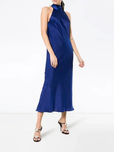 Shop Galvan Siena Halterneck Dress In Blue