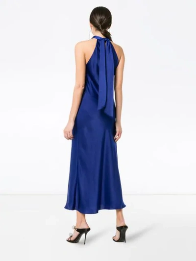 Shop Galvan Siena Halterneck Dress In Blue