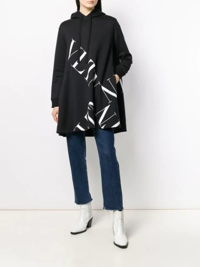 Shop Valentino Vltn Long Hoodie In Black