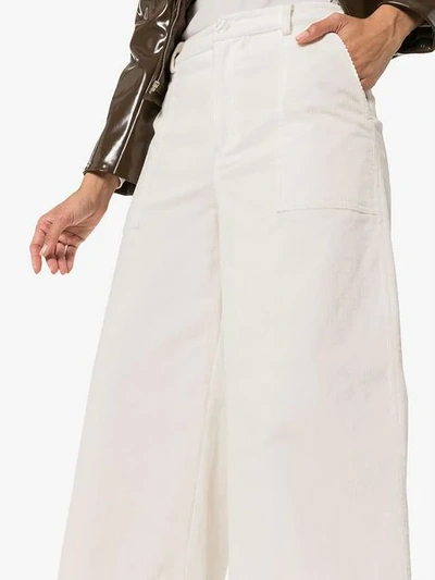 Shop Ganni Hewson Wide Leg Trousers In White