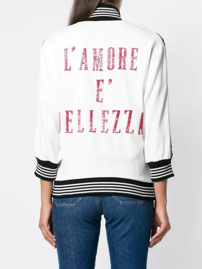 Shop Dolce & Gabbana Rose Print Zip Sweatshirt In White