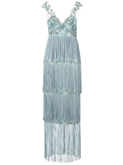 fringe blue dress