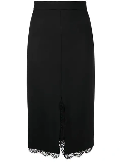 Shop Alexander Mcqueen Lace Hem Pencil Skirt In Black