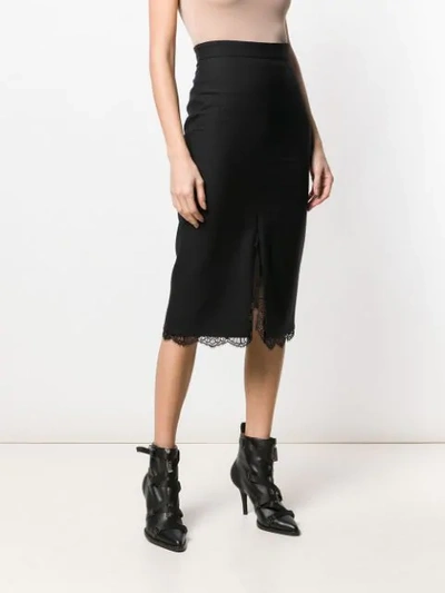 Shop Alexander Mcqueen Lace Hem Pencil Skirt In Black