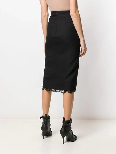 Shop Alexander Mcqueen Lace Hem Pencil Skirt In Black