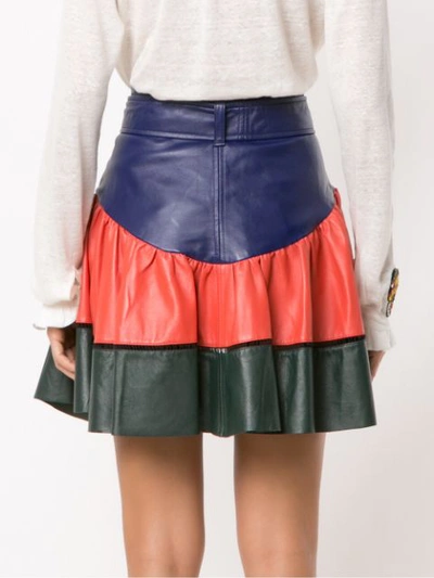 Shop Andrea Bogosian Leather Flared Skirt In Blue