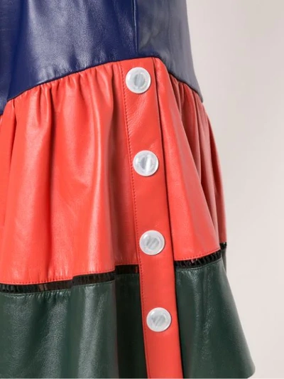 Shop Andrea Bogosian Leather Flared Skirt In Blue