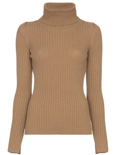 Shop Nili Lotan Myla Roll-neck Cashmere Sweater In Brown
