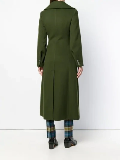 Shop Alberta Ferretti Double Breasted Long Coat In Green