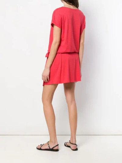 Shop Juvia Drawstring Waist Dress In Red