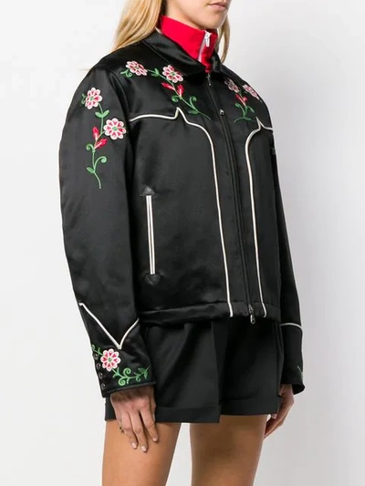 Shop Diesel Black Gold Cropped Jacket In Embroidered Duchesse In Black