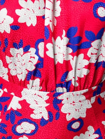 Shop Saloni Off-shoulder Floral Dress In Red