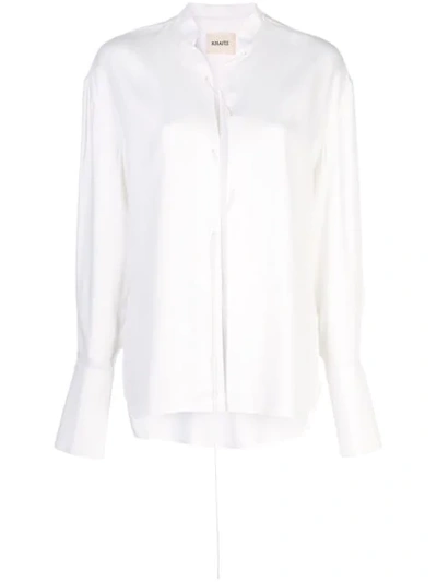 Shop Khaite Lace-up Front Blouse In White